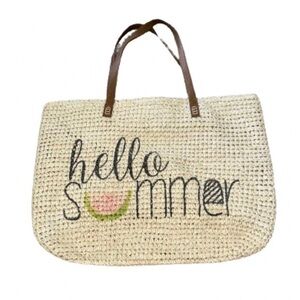 Hello Summer straw tote bag